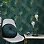Miami Geometric Leaf Wallpaper Emerald / Gold Fine Decor FD42836