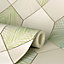 Miami Geometric Leaf Wallpaper Natural / Green Fine Decor FD42834