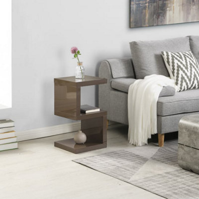 Miami High Gloss S Shape Design Side Table In Stone