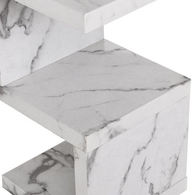 Miami High Gloss S Shape Side Table In Diva Marble Effect