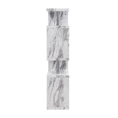 Miami High Gloss Slim Shelving Unit In Filo Marble Effect