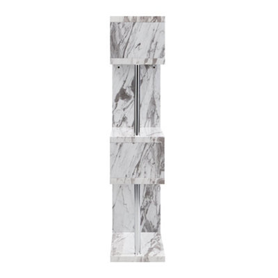 Miami High Gloss Slim Shelving Unit In Filo Marble Effect