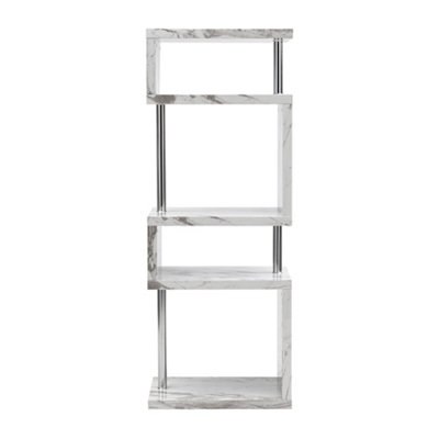 Miami High Gloss Slim Shelving Unit In Filo Marble Effect