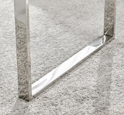 Miami Modern Rectangular Clear Glass Coffee Table with Square Silver Chrome Metal Legs for Minimalist Living Room