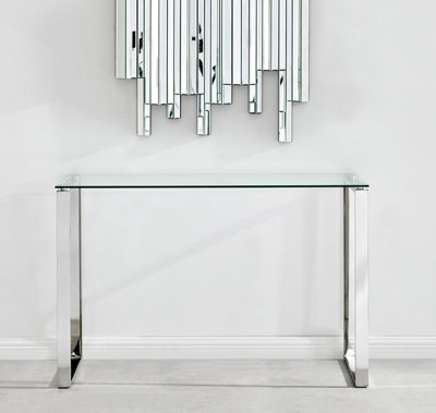 Metal glass deals console table