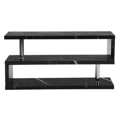Miami TV Stand Storage Living Room Bedroom, 1200 Wide, S-Shape Design, Media Storage, Milano Marble Effect High Gloss Finish
