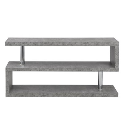 Miami TV Stand With Storage for Living Room and Bedroom, 1200 Wide, S-Shape Design, Media Storage, Concrete Effect Finish