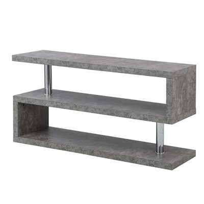 Miami TV Stand With Storage for Living Room and Bedroom, 1200 Wide, S-Shape Design, Media Storage, Concrete Effect Finish