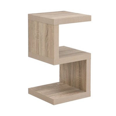 Miami Wooden S Shape Design Side Table In Sanremo Oak