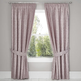 Michaela Pair of Pencil Pleat Curtains With Tie-Backs