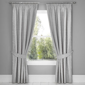Michaela Pair of Pencil Pleat Curtains With Tie-Backs