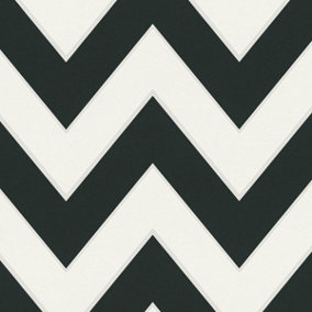 Michalsky Living Zig Zag Black White Geometric Retro Non-woven Wallpaper