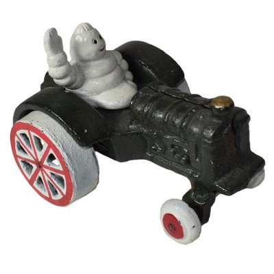 Michelin Man Waving In Tractor Mascot Figure Statue Bibendum Figurine Cast Iron