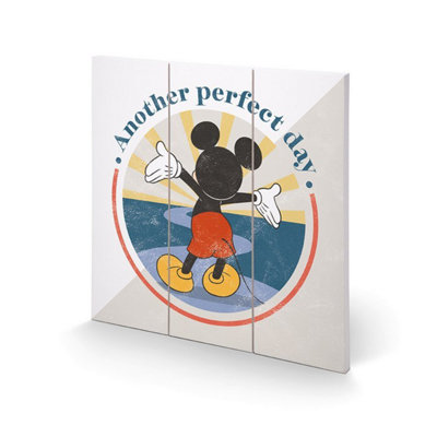 Mickey Mouse Another Perfect Day Plaque White/Grey/Teal (One Size)