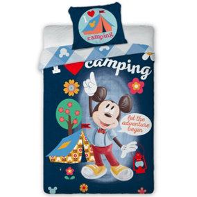 Mickey Mouse Camping 100% Cotton Single Duvet Cover Set - European Size