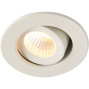 Micro Adjustable Recessed Ceiling Downlight - 4W Warm White LED - Matt White