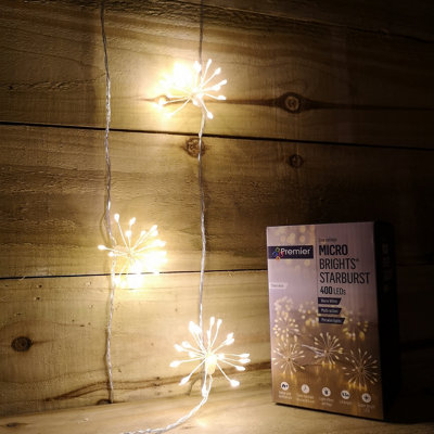 Silver Starburst Micro LED Battery Operated Hanging Decor