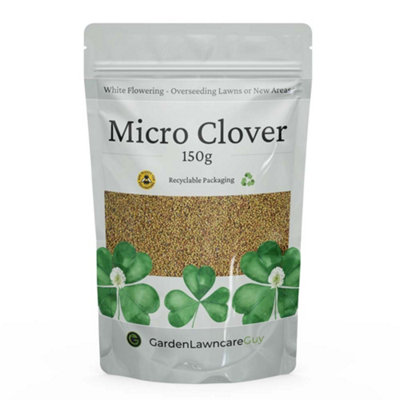 Micro Clover Seed for Lawn UK - 100% Small Leaf White Clover - Over Seeding or New Areas - 150g Pack Covers 15-30m²