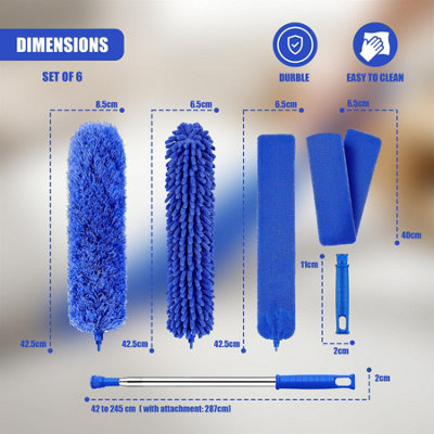 Microfiber Extendable Duster Set 100in Handle Bendable Cleaning ...