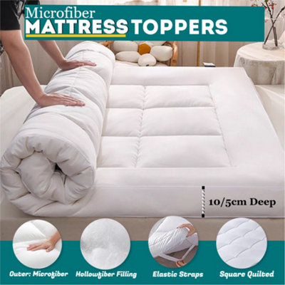 Microfiber Mattress Toppers 10cm Deep Elastic Coners Box Stitch Soft ...