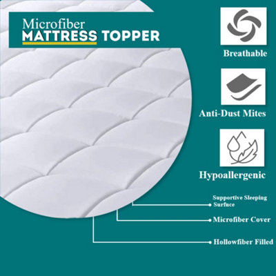 Microfiber Mattress Toppers 10cm Deep Elastic Coners Box Stitch Soft Toppers