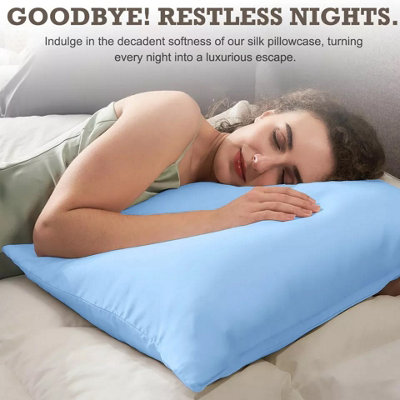 Microfiber Plain Pillowcase Light Blue Anti Allergic Pillow Cover Pair