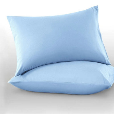 Microfiber Plain Pillowcase Light Blue Anti Allergic Pillow Cover Pair