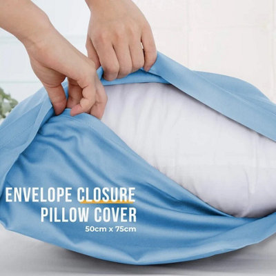 Microfiber Plain Pillowcase Light Blue Anti Allergic Pillow Cover Pair
