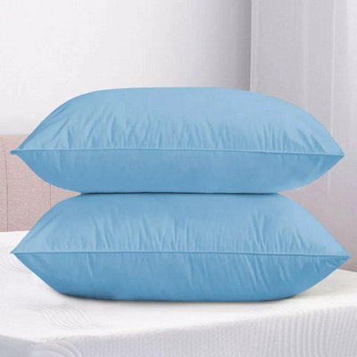 Microfiber Plain Pillowcase Light Blue Anti Allergic Pillow Cover Pair