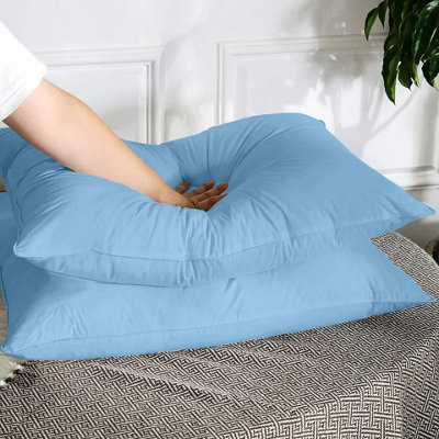 Microfiber Plain Pillowcase Light Blue Anti Allergic Pillow Cover Pair