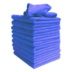 Microfibre Cleaning Cloths, Pack of 10, Large, Dark Blue Super soft 40 x 40 cm