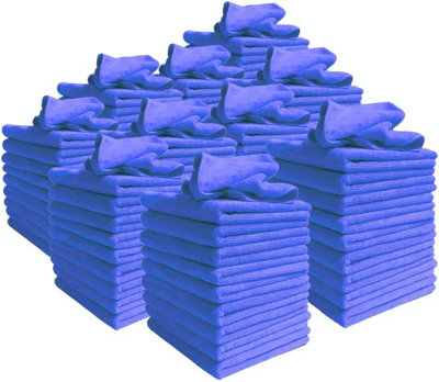 Microfibre Cleaning Cloths, Pack of 100, Large, Dark Blue Super soft 40 x 40 cm