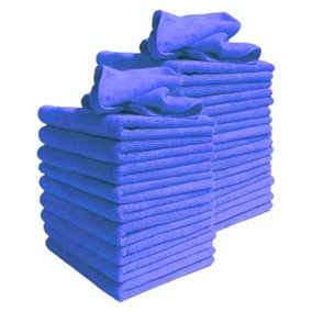 Microfibre Cleaning Cloths, Pack of 30, Large, Dark Blue Super soft 40 x 40 cm