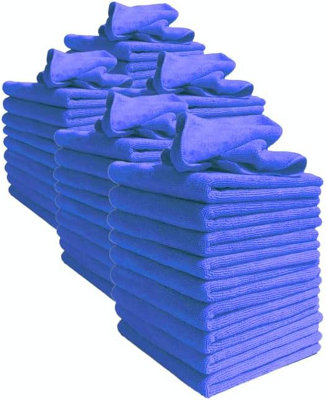 Microfibre Cleaning Cloths, Pack of 50, Large, Dark Blue Super soft 40 x 40 cm