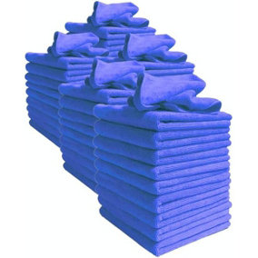 Microfibre Cleaning Cloths, Pack of 50, Large, Dark Blue Super soft 40 x 40 cm