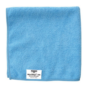 Microfibre Cloth 10 Pack Blue - 40x40cm - Lint Free Cleaner Washable 200x - Kitchen, Bathroom, Car & Window Cleaning by UNGER