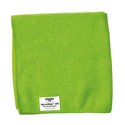 Microfibre Cloth 10 Pack Green - 40x40cm - Lint Free Cleaner Washable 200x - Kitchen, Bathroom, Car & Window Cleaning by UNGER