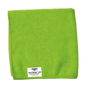 Microfibre Cloth 10 Pack Green - 40x40cm - Lint Free Cleaner Washable 200x - Kitchen, Bathroom, Car & Window Cleaning by UNGER