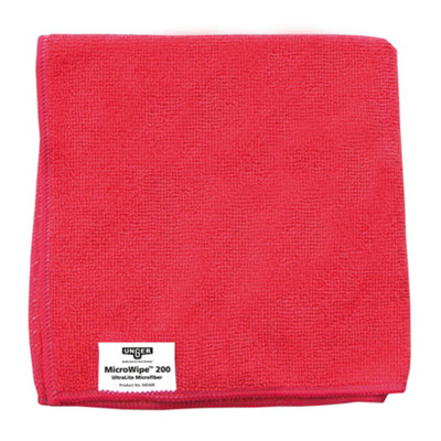 Microfibre Cloth 10 Pack Red - 40x40cm - Lint Free Cleaner Washable 200x - Kitchen, Bathroom, Car & Window Cleaning by UNGER