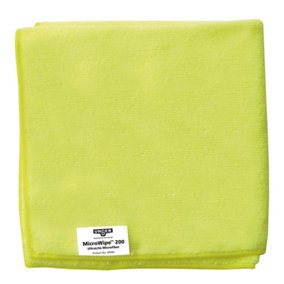 Microfibre Cloth 10 Pack Yellow - 40x40cm - Lint Free Cleaner Washable 200x - Kitchen, Bathroom, Car & Window Cleaning by UNGER