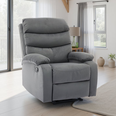 Microfibre Dark Grey Toronto Manual Recliner Chair