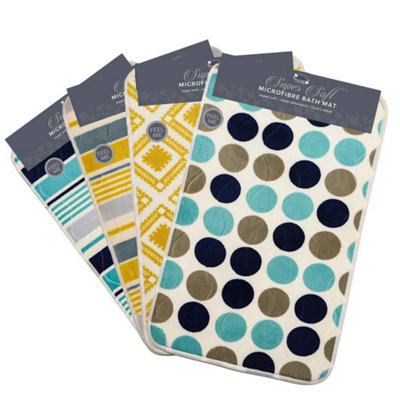Microfibre Print Bathmat 72cm x 43cm Design Random