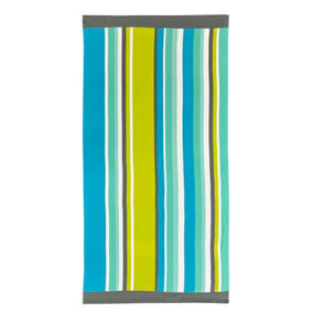 Microfibre Printed Beach Towel Stripes 70x140cm Blue and Green