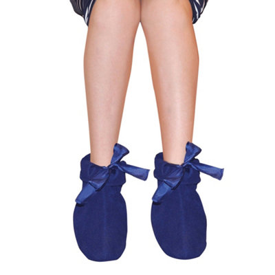 Microwavable Slippers and Neck Warmer Set - Removable Heat Pouch - Navy Blue