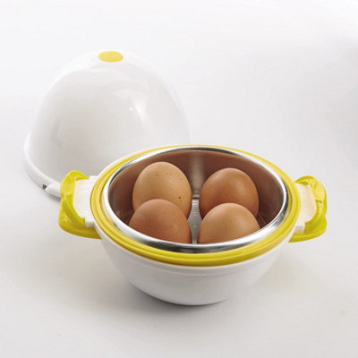 Microwave Egg Pod Dishwasher Safe Egg Boiler Cooking Tool with Lockable Lid Vent Cooks Up