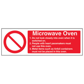 Microwave Oven Catering Kitchen Sign - Rigid Plastic - 300x100mm (x3)