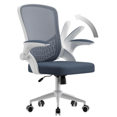 Mid-Back Ergonomic Office Chair with Flip-up Armrests, Lumbar Support and Adjustable Height for Home Office-Grey