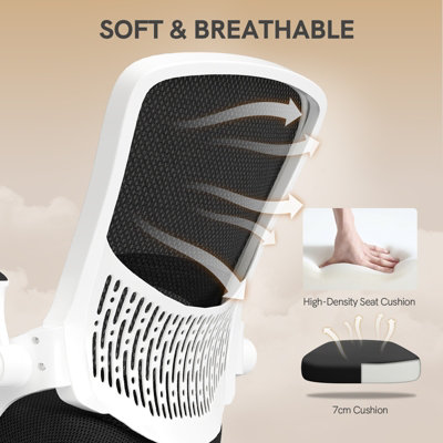 Mid-Back Ergonomic Office Chair with Flip-up Armrests, Lumbar Support ...