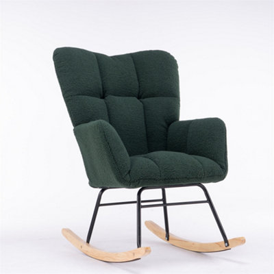 Mid Century Modern Teddy Fabric Tufted Upholstered Rocking Chair Padded ...
