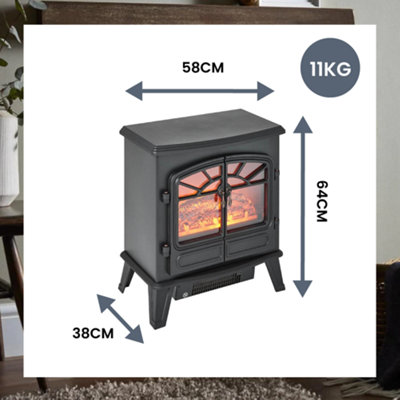 Mid Size Electric Stove Heater 1800W Double Door - Black - 5